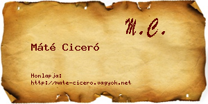 Máté Ciceró névjegykártya